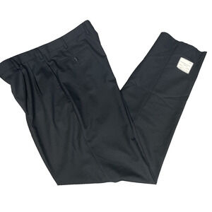 Jos A Bank Pants Mens 41R Black Trousers Wool Gordon Pleated Raw Cuff